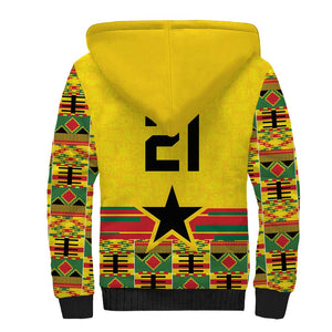 World Football 2026 Ghana Custom Sherpa Hoodie Black Stars African Kente Pattern - African Pride