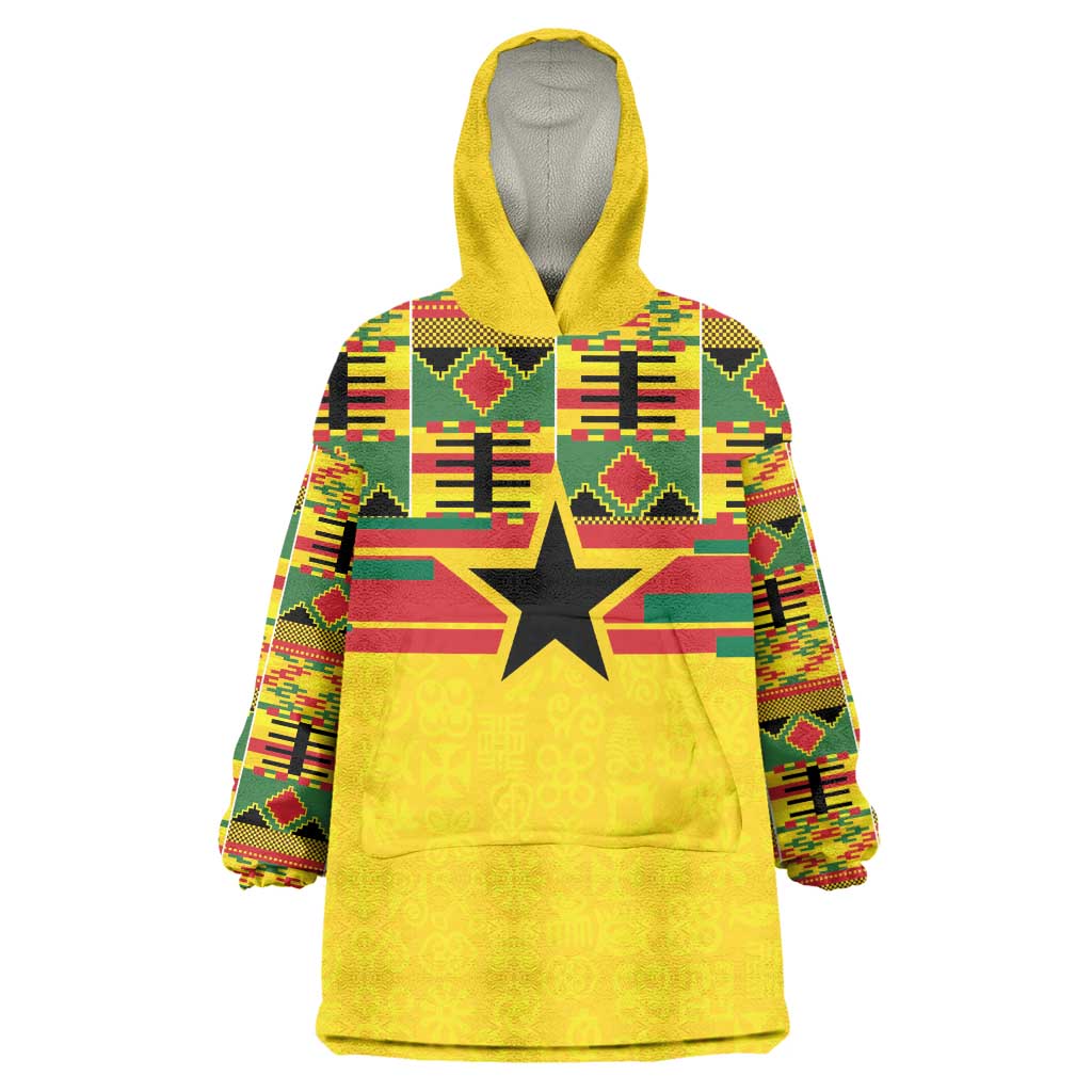 World Football 2026 Ghana Custom Wearable Blanket Hoodie Black Stars African Kente Pattern - African Pride