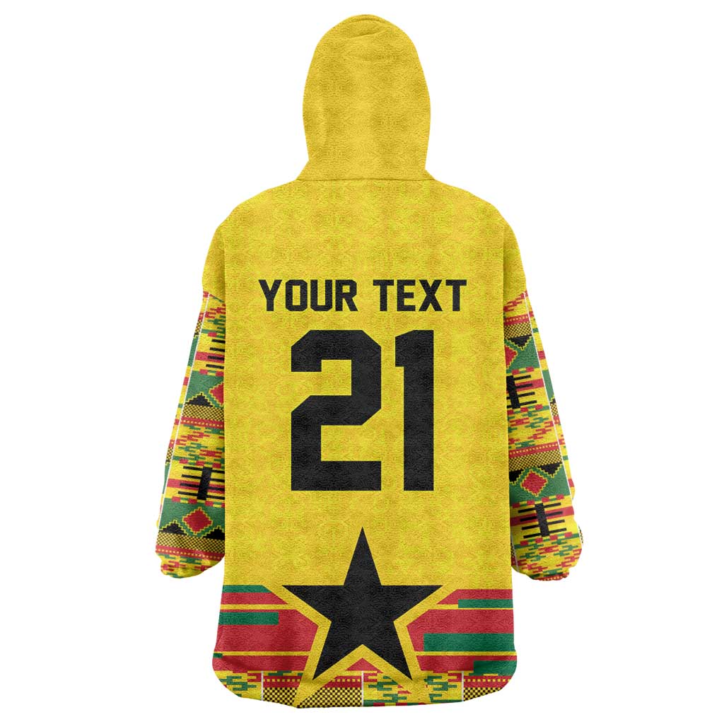 World Football 2026 Ghana Custom Wearable Blanket Hoodie Black Stars African Kente Pattern - African Pride