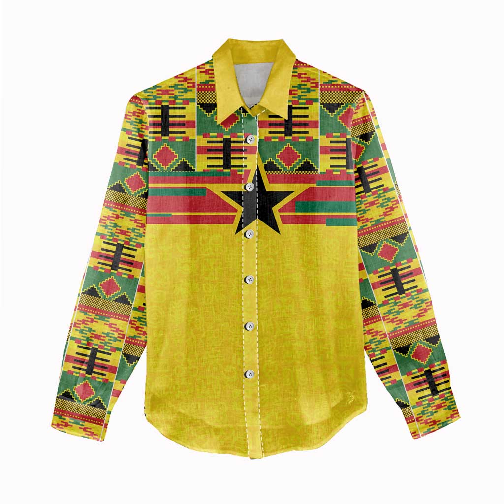 World Football 2026 Ghana Custom Women Casual Shirt Black Stars African Kente Pattern - African Pride