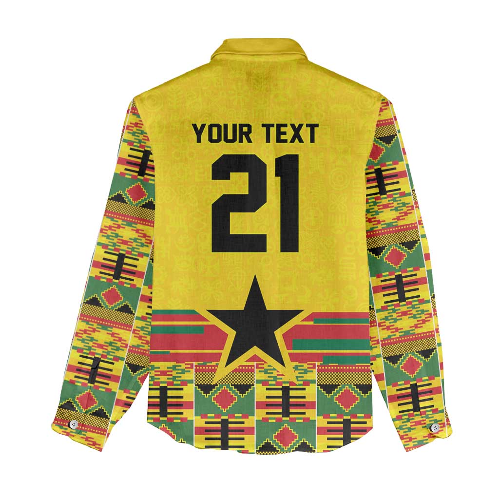 World Football 2026 Ghana Custom Women Casual Shirt Black Stars African Kente Pattern - African Pride