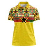 World Football 2026 Ghana Custom Women Polo Shirt Black Stars African Kente Pattern - African Pride