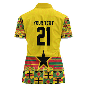 World Football 2026 Ghana Custom Women Polo Shirt Black Stars African Kente Pattern - African Pride
