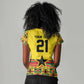 World Football 2026 Ghana Custom Women V-Neck T-Shirt Black Stars African Kente Pattern - African Pride