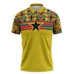 World Football 2026 Ghana Custom Zipper Polo Shirt Black Stars African Kente Pattern - African Pride