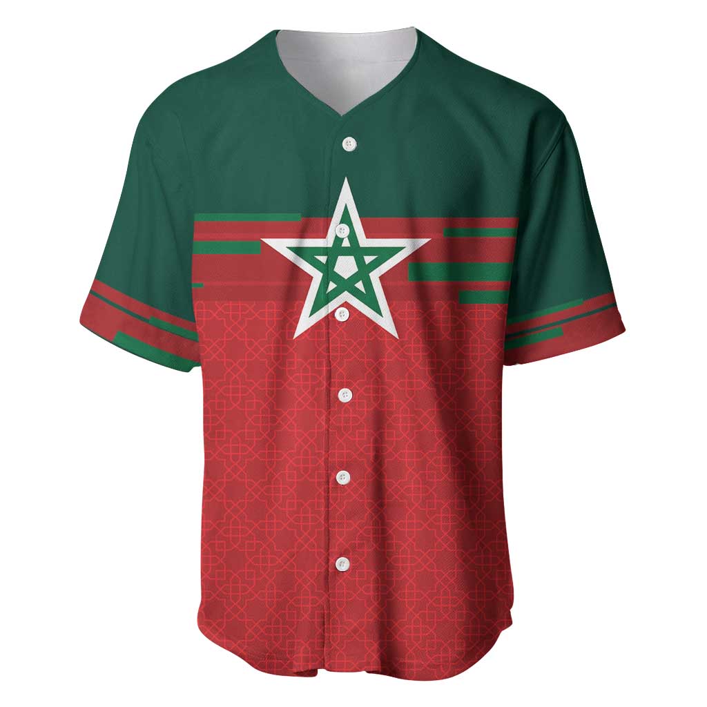 World Football 2026 Morocco Custom Baseball Jersey African Geometric Red Pattern - African Pride