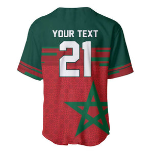World Football 2026 Morocco Custom Baseball Jersey African Geometric Red Pattern - African Pride