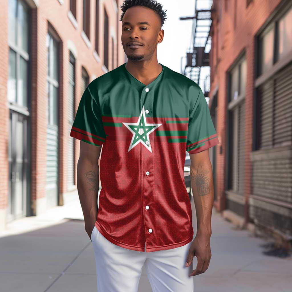 World Football 2026 Morocco Custom Baseball Jersey African Geometric Red Pattern - African Pride