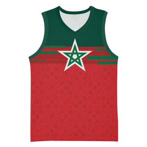 World Football 2026 Morocco Custom Basketball Jersey African Geometric Red Pattern - African Pride