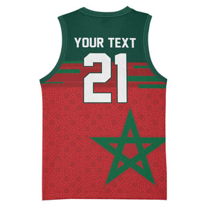 World Football 2026 Morocco Custom Basketball Jersey African Geometric Red Pattern - African Pride