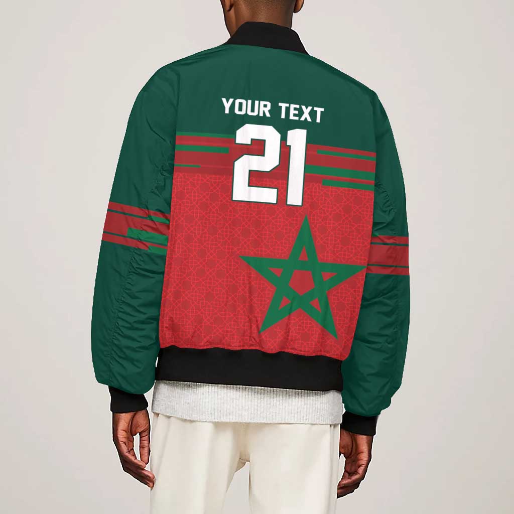 World Football 2026 Morocco Custom Bomber Jacket African Geometric Red Pattern - African Pride