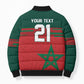 World Football 2026 Morocco Custom Bomber Puffer Jacket African Geometric Red Pattern - African Pride