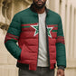 World Football 2026 Morocco Custom Bomber Puffer Jacket African Geometric Red Pattern - African Pride