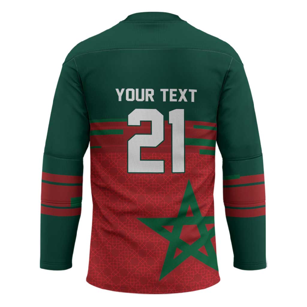 World Football 2026 Morocco Custom Hockey Jersey African Geometric Red Pattern - African Pride