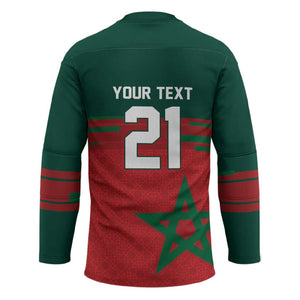 World Football 2026 Morocco Custom Hockey Jersey African Geometric Red Pattern - African Pride