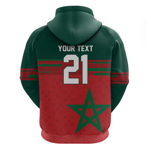 World Football 2026 Morocco Custom Hoodie African Geometric Red Pattern - African Pride