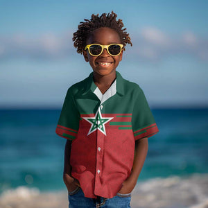 World Football 2026 Morocco Custom Kid Hawaiian Shirt African Geometric Red Pattern - African Pride