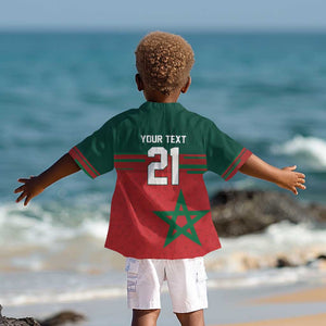 World Football 2026 Morocco Custom Kid Hawaiian Shirt African Geometric Red Pattern - African Pride