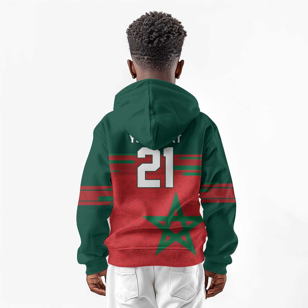 World Football 2026 Morocco Custom Kid Hoodie African Geometric Red Pattern - African Pride