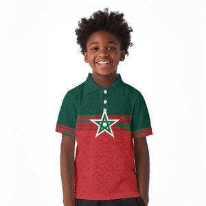 World Football 2026 Morocco Custom Kid Polo Shirt African Geometric Red Pattern - African Pride