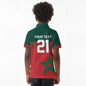 World Football 2026 Morocco Custom Kid Polo Shirt African Geometric Red Pattern - African Pride
