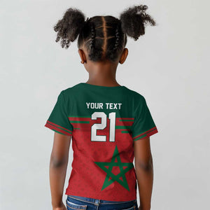 World Football 2026 Morocco Custom Kid T shirt African Geometric Red Pattern - African Pride