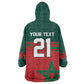 World Football 2026 Morocco Custom Kid Wearable Blanket Hoodie African Geometric Red Pattern - African Pride