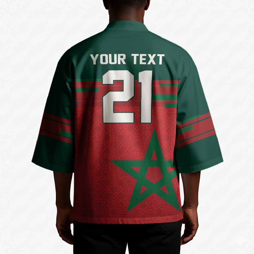 World Football 2026 Morocco Custom Kimono African Geometric Red Pattern - African Pride