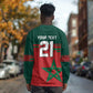 World Football 2026 Morocco Custom Long Sleeve Shirt African Geometric Red Pattern - African Pride