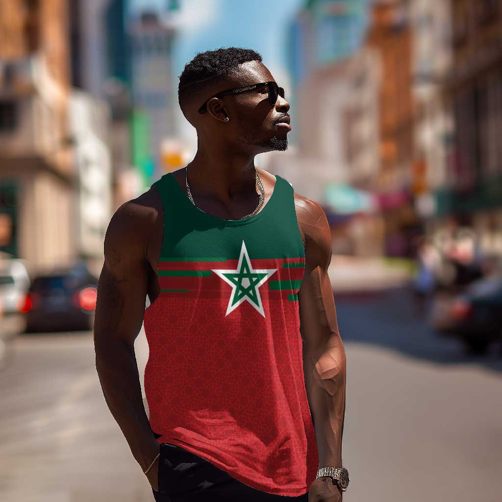 World Football 2026 Morocco Custom Men Tank Top African Geometric Red Pattern - African Pride