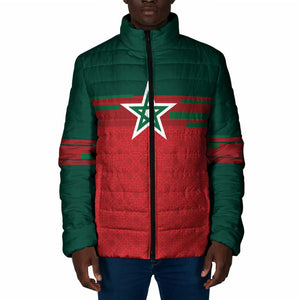 World Football 2026 Morocco Custom Padded Jacket African Geometric Red Pattern - African Pride