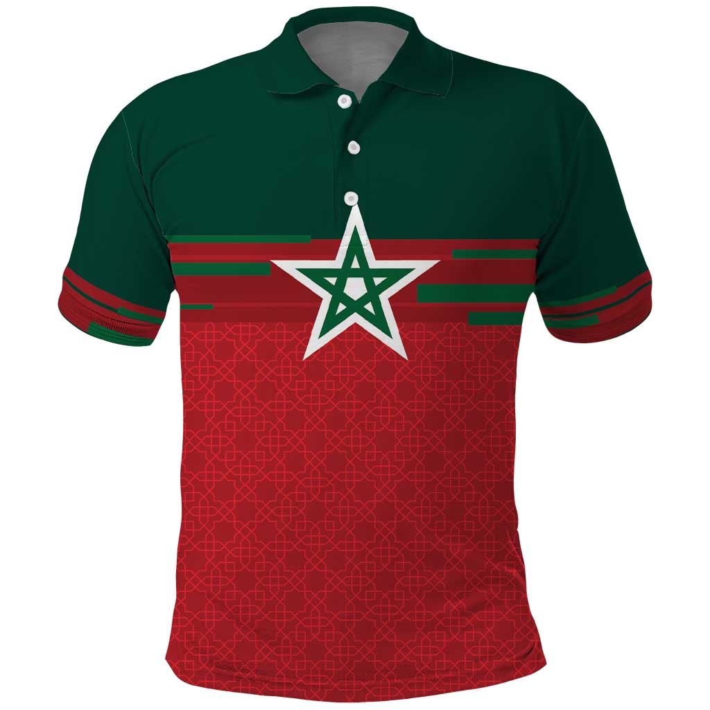 World Football 2026 Morocco Custom Polo Shirt African Geometric Red Pattern - African Pride