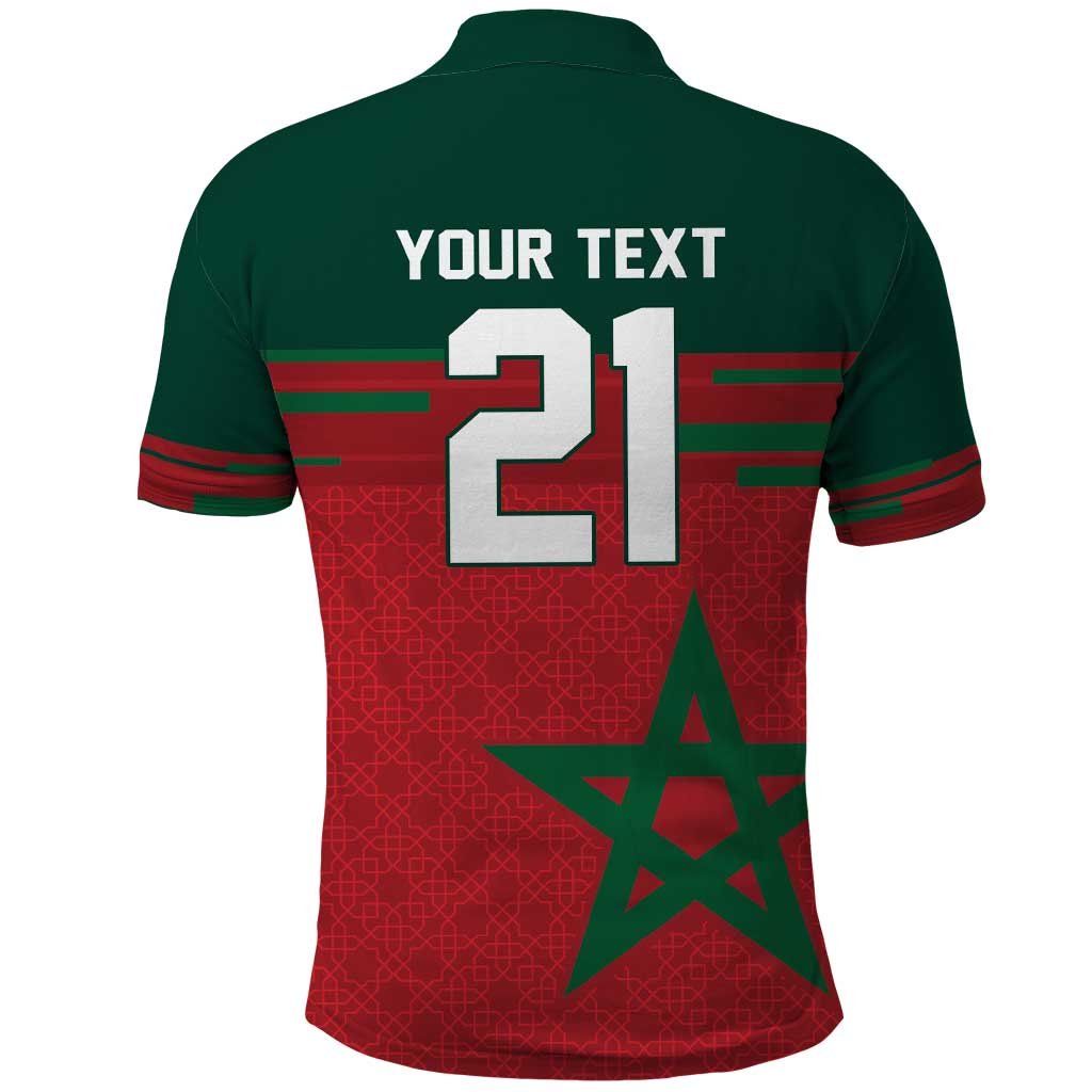 World Football 2026 Morocco Custom Polo Shirt African Geometric Red Pattern - African Pride