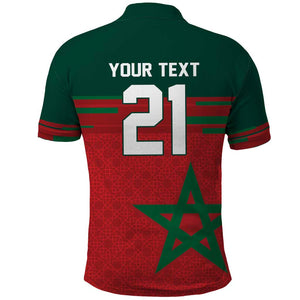 World Football 2026 Morocco Custom Polo Shirt African Geometric Red Pattern - African Pride