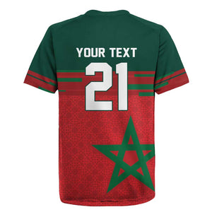 World Football 2026 Morocco Custom Rugby Jersey African Geometric Red Pattern - African Pride