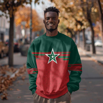 World Football 2026 Morocco Custom Sweatshirt African Geometric Red Pattern - African Pride