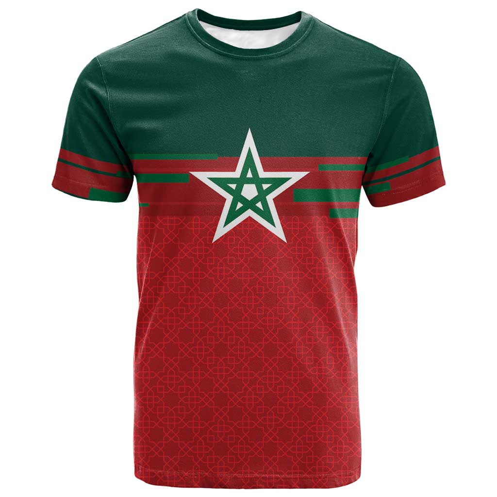 World Football 2026 Morocco Custom T shirt African Geometric Red Pattern LT9