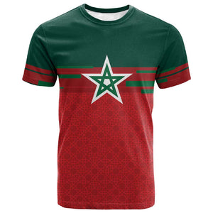 World Football 2026 Morocco Custom T shirt African Geometric Red Pattern LT9