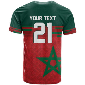 World Football 2026 Morocco Custom T shirt African Geometric Red Pattern - African Pride