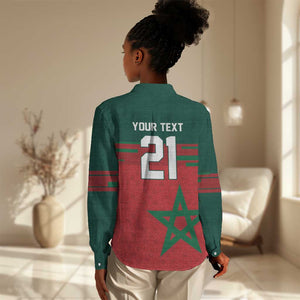 World Football 2026 Morocco Custom Women Casual Shirt African Geometric Red Pattern - African Pride