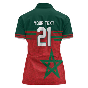 World Football 2026 Morocco Custom Women Polo Shirt African Geometric Red Pattern - African Pride