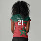 World Football 2026 Morocco Custom Women V-Neck T-Shirt African Geometric Red Pattern - African Pride