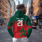 World Football 2026 Morocco Custom Zip Hoodie African Geometric Red Pattern - African Pride