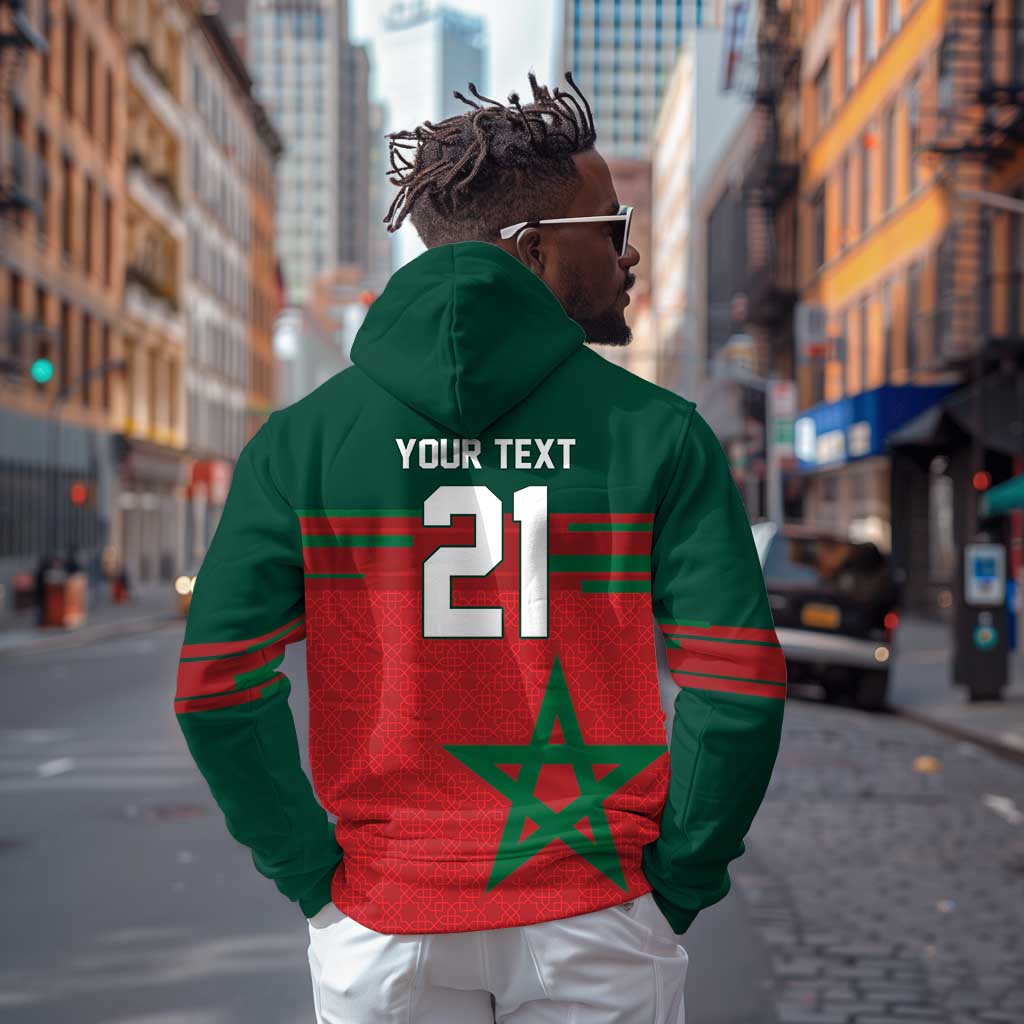 World Football 2026 Morocco Custom Zip Hoodie African Geometric Red Pattern - African Pride