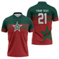 World Football 2026 Morocco Custom Zipper Polo Shirt African Geometric Red Pattern - African Pride