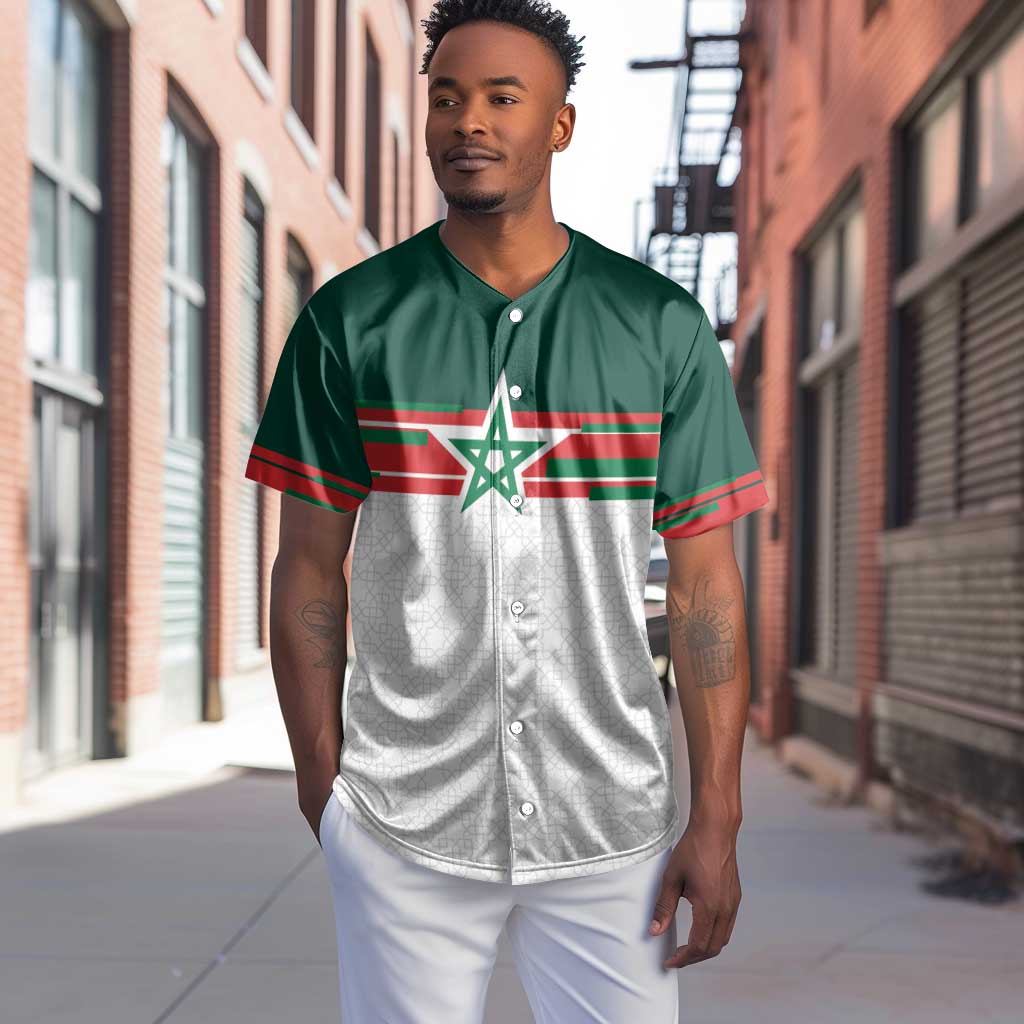 World Football 2026 Morocco Custom Baseball Jersey African Geometric White Pattern - African Pride