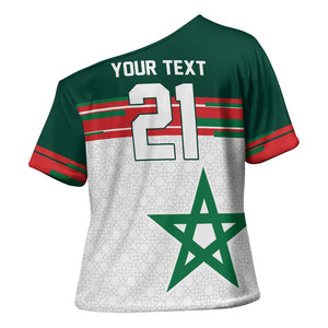 World Football 2026 Morocco Custom Cross Shoulder Shirt African Geometric White Pattern - African Pride