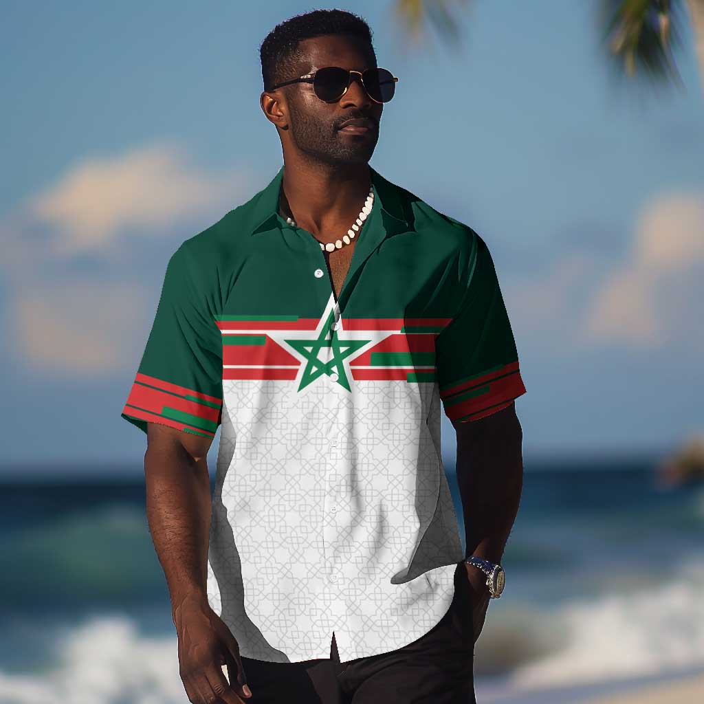 World Football 2026 Morocco Custom Hawaiian Shirt African Geometric White Pattern - African Pride