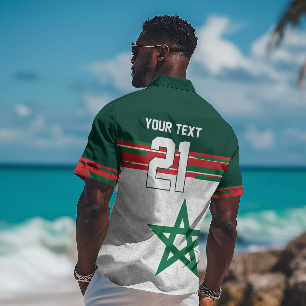 World Football 2026 Morocco Custom Hawaiian Shirt African Geometric White Pattern - African Pride
