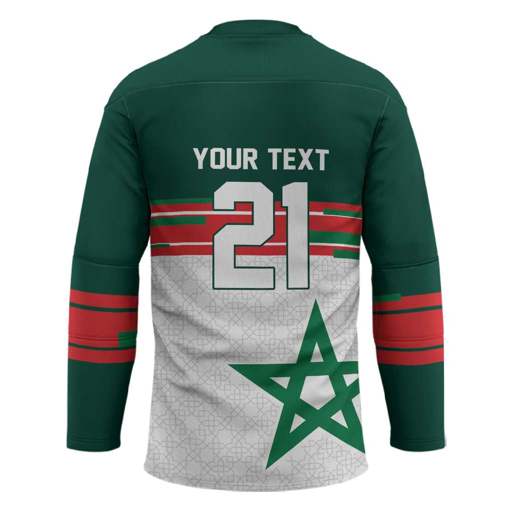 World Football 2026 Morocco Custom Hockey Jersey African Geometric White Pattern - African Pride